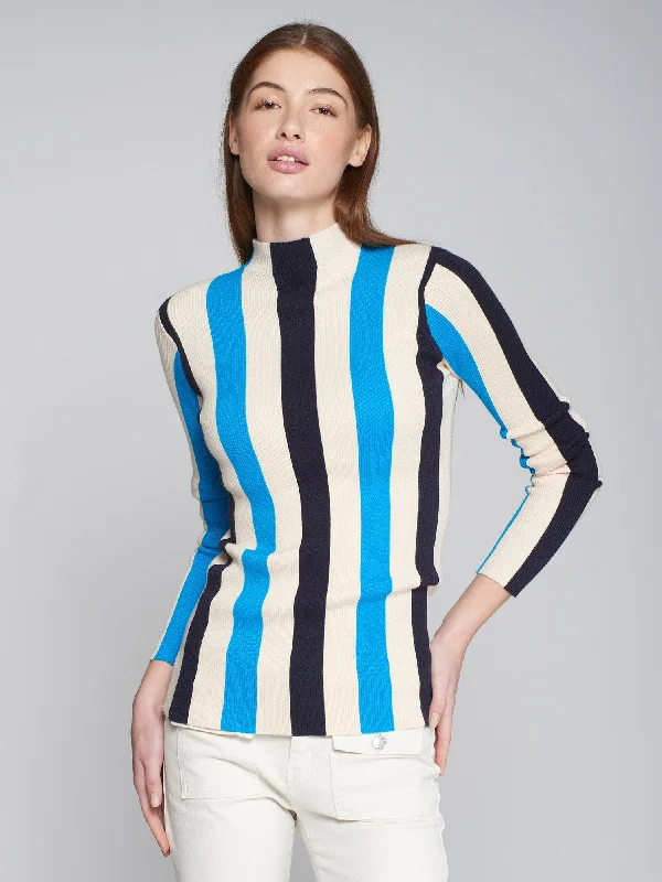 Canale Striped Sweater in Ecru, Blue, and Navy