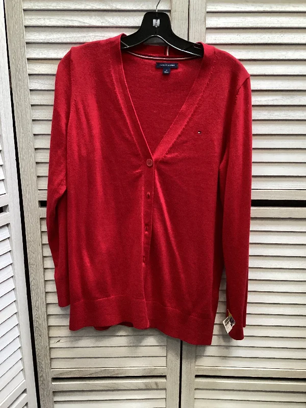 Men's short-sleeve sleek airy-feather-light shirt-Cardigan By Tommy Hilfiger In Red, Size: M