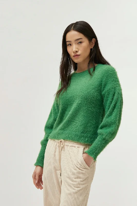 Eyelash Textured Sweater in Green