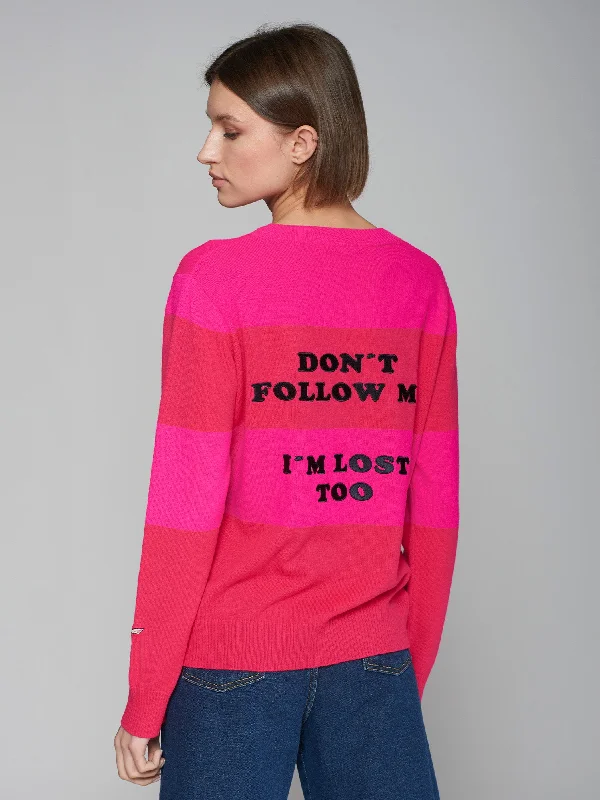 Lost Pullover Sweater in Pink & Red