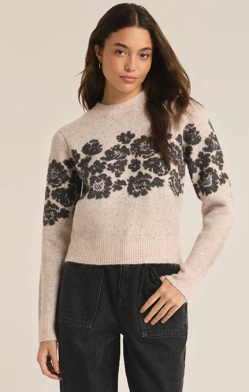 Marisol Flora Sweater in Light Oatmeal Heather