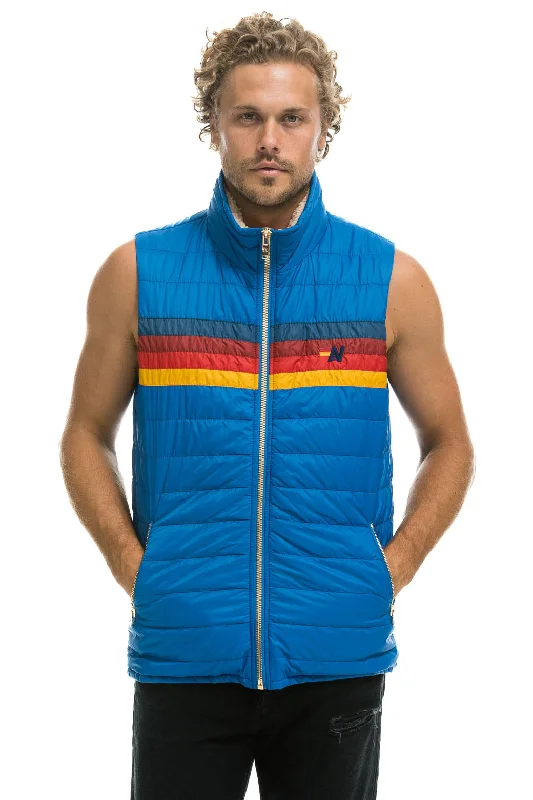 Men's short-sleeve casual bold-shredding top-MEN'S 4 STRIPE VEST SHERPA- SNORKEL BLUE