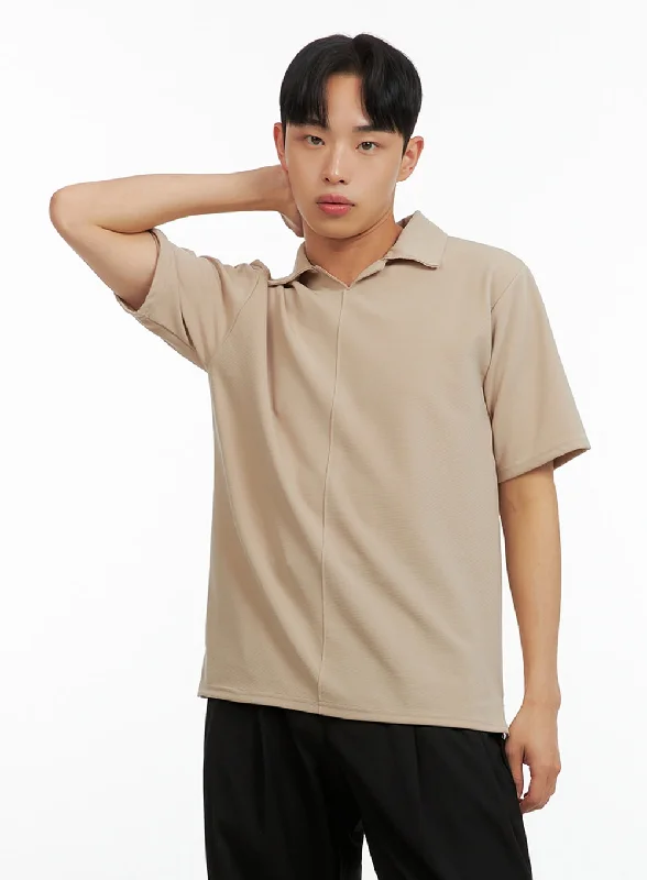 Men's short-sleeve oversized gradient shirt-Men's Collar T-Shirt IU414