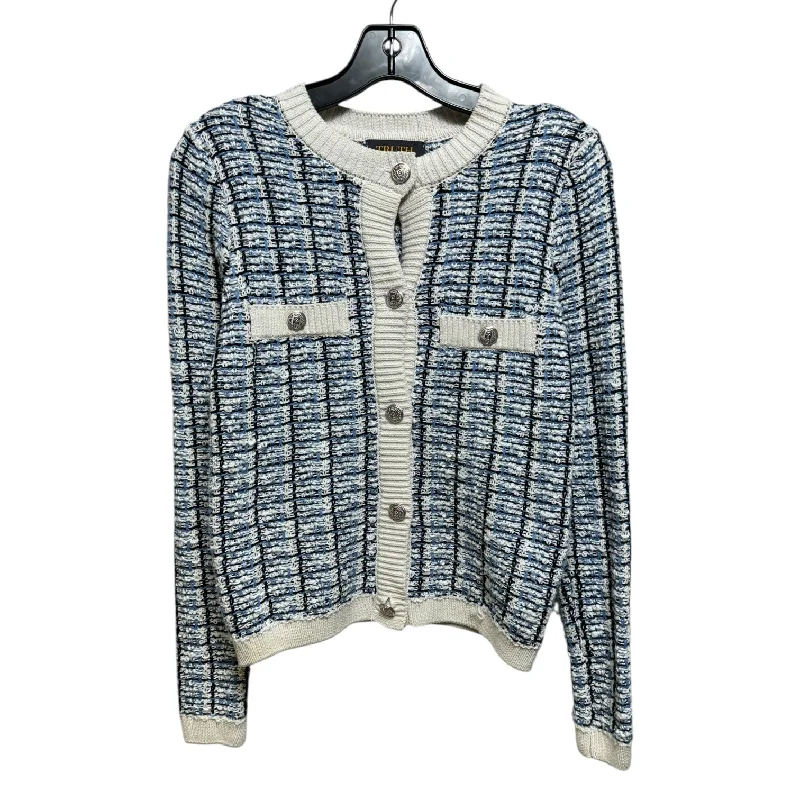 Men's short-sleeve sustainable reclaimed tee-Sweater Cardigan By Truth In Blue & Cream, Size: Xs