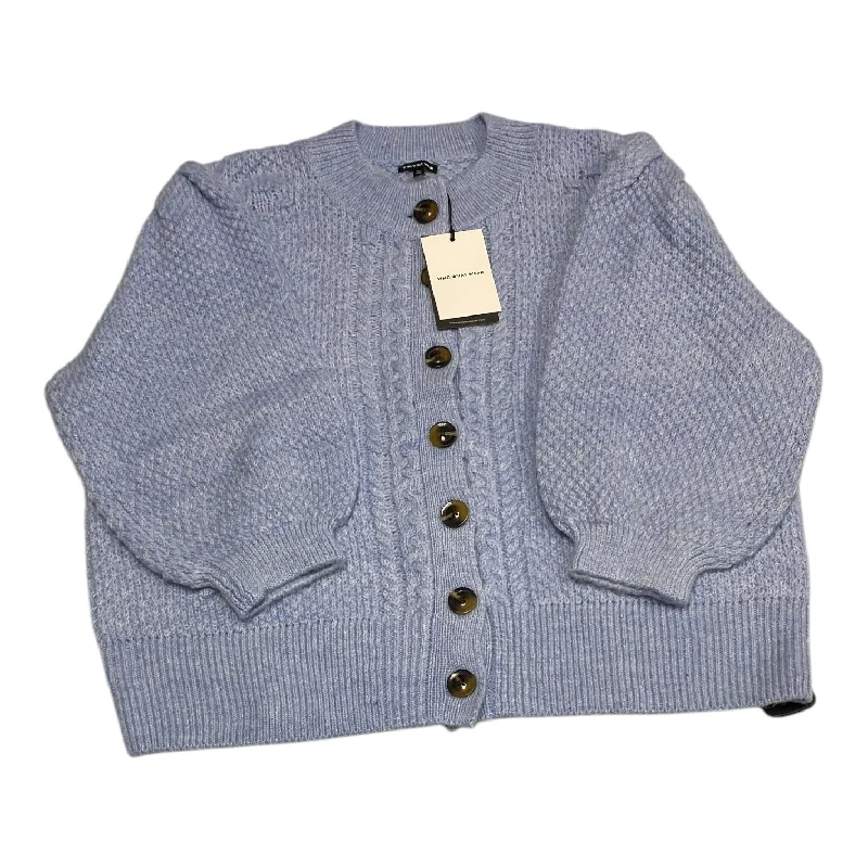 Men's short-sleeve subtle soft-pure-tonal top-Sweater Cardigan By Who What Wear In Blue, Size: 2x