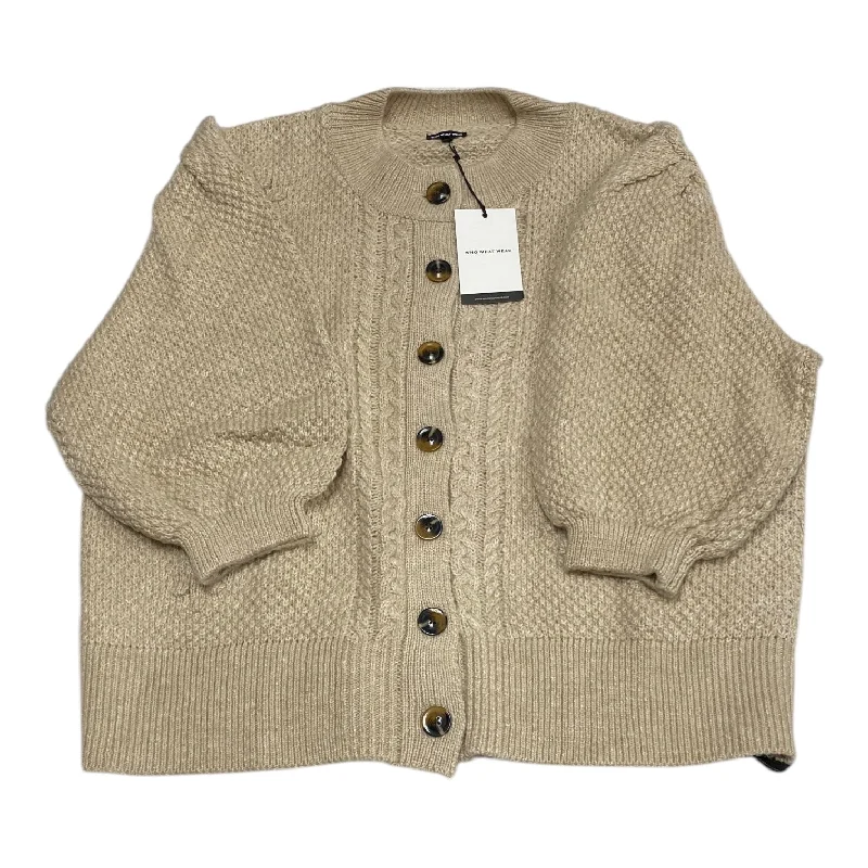 Men's short-sleeve sporty subtle-velvety top-Sweater Cardigan By Who What Wear In Tan, Size: 3x