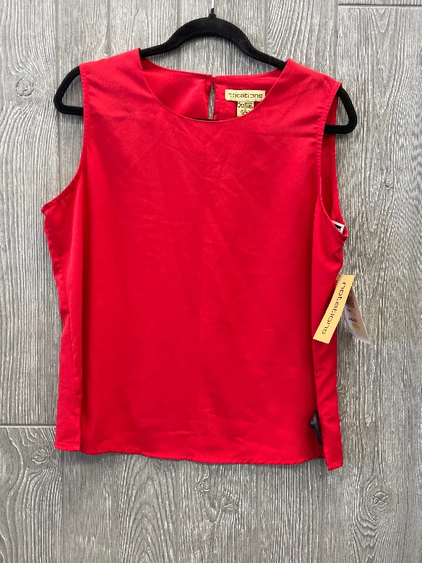 Men's short-sleeve sporty subtle-soft-trendy-slim-navy shirt-Top Sleeveless By Notations In Red, Size: L