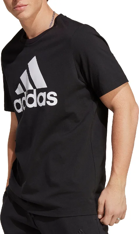 Men's short-sleeve sleek neutral-pale-taupe shirt-adidas Essentials Big Logo Short Sleeve Mens Top - Black