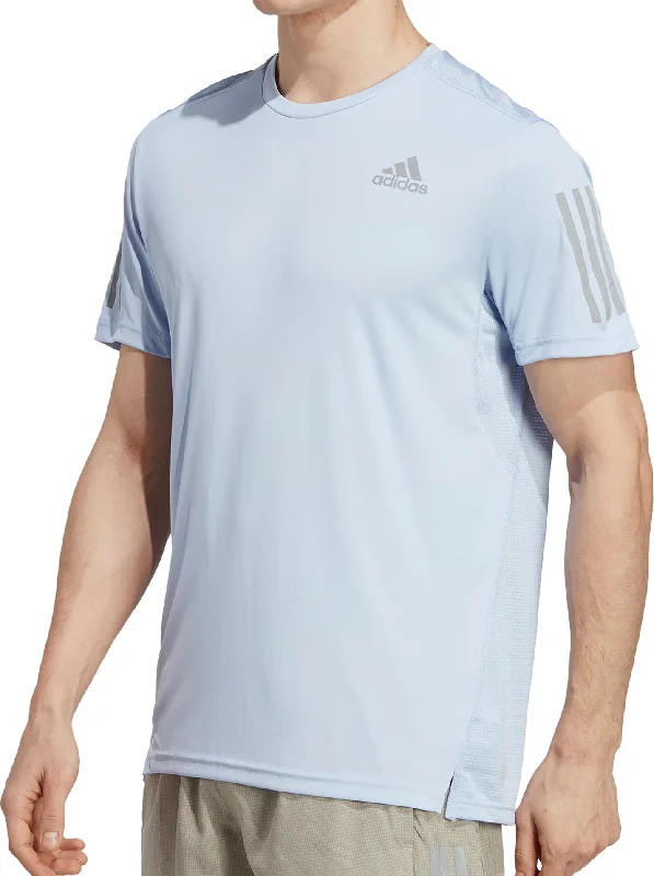 Men's short-sleeve rich sporty-true-sapphire shirt-adidas Own The Run Short Sleeve Mens Running Top - Blue