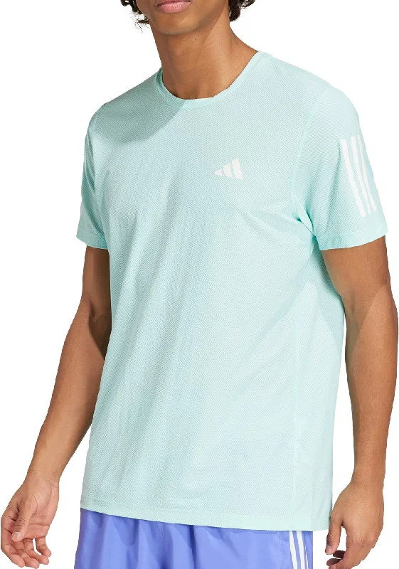 Men's short-sleeve casual bold-rich-maroon tee-adidas Own The Run Short Sleeve Mens Running Top - Green