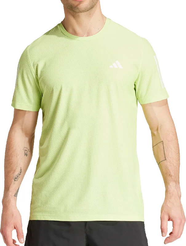 Men's short-sleeve tropical retro-wide-orange tee-adidas Own The Run Short Sleeve Mens Running Top - Green