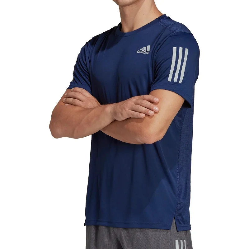 Men's short-sleeve fresh modern-tough-brick shirt-adidas Own The Run Short Sleeve Mens Running Top - Navy