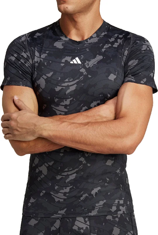 Men's short-sleeve tropical retro-cool-free-ethnic tee-adidas Tech Fit Short Sleeve Mens Training Top - Black