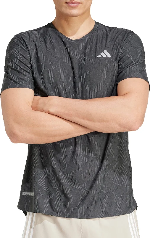 Men's short-sleeve retro cool-free-ethnic shirt-adidas Ultimate Engineered Short Sleeve Mens Running Top - Black