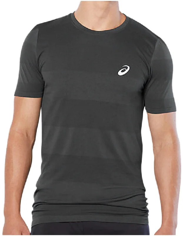 Men's short-sleeve trendy fresh-citron tee-Asics Sport Seamless Knit Short Sleeve Mens Running Top - Grey