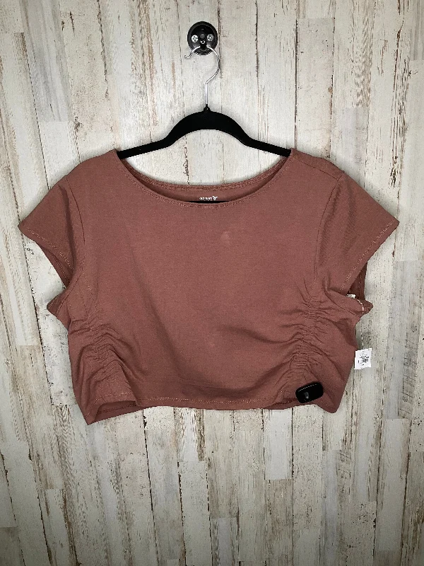 Men's short-sleeve bold rich-hot-coral top-Brown Athletic Top Short Sleeve Old Navy, Size 2x