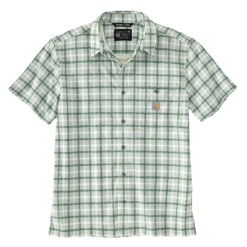 Men's short-sleeve stylish sleek-neutral-techno top-Carhartt Force Sun Defender Lightweight Short Sleeve Plaid Shirt - Mens