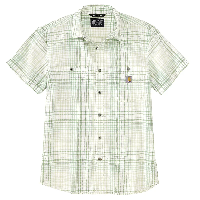 Men's short-sleeve trendy bright-deep-rally top-Carhartt Lightweight Short Sleeve Plaid Shirt - Mens