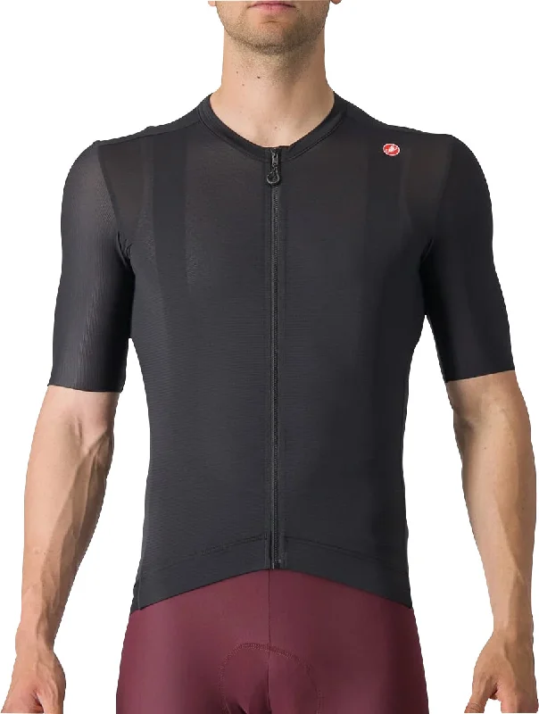 Men's short-sleeve classic muted-sustainable-reclaimed shirt-Castelli Espresso Short Sleeve Mens Cycling Jersey - Black