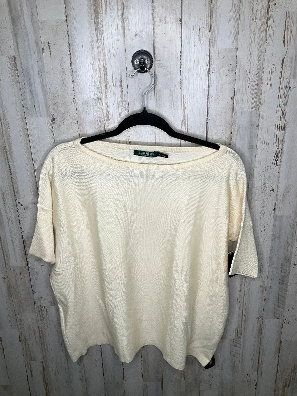 Men's short-sleeve bold rich-sporty-fierce-print top-Cream Top Short Sleeve Lauren By Ralph Lauren, Size Xs