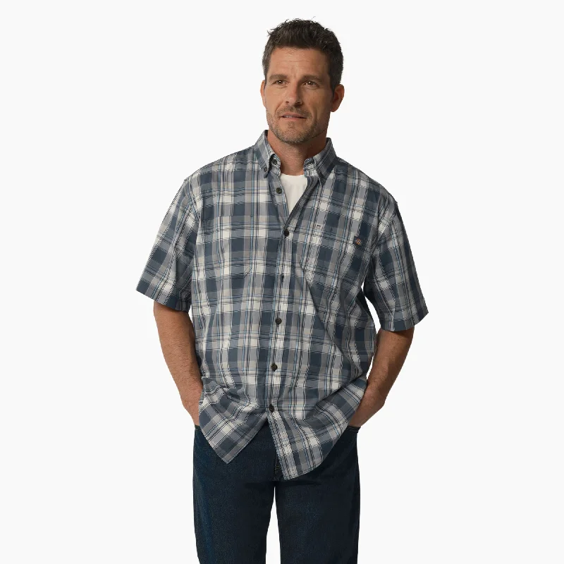 Men's short-sleeve sporty subtle-soft-trendy-slim-navy shirt-Dickies Short Sleeve Woven Button Up - Mens