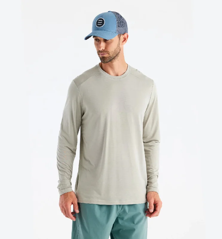 Men's short-sleeve muted fresh-modern-deep-purple shirt-Free Fly Lightweight Long Sleeve - Sandstone