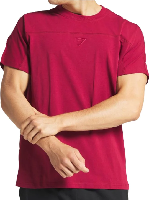 Men's short-sleeve soft trendy-bright-stark-white top-Gymshark Compound Short Sleeve Mens Training Top - Red