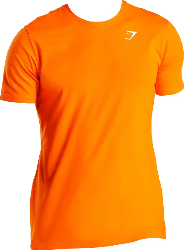 Men's short-sleeve casual bold-rich-rough-hemp top-Gymshark Critical Slim Short Sleeve Mens Training Top - Orange