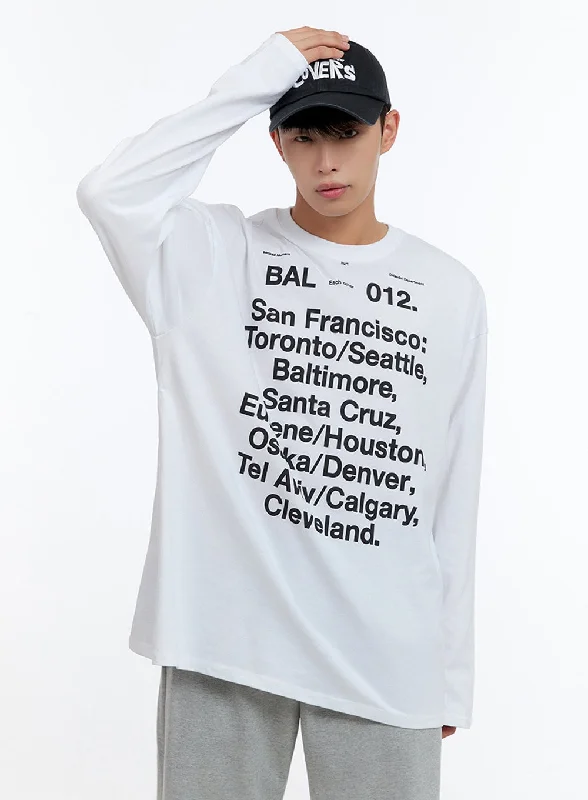 Men's short-sleeve neutral sheen-silk tee-Men's Cotton Lettering Oversize T-Shirt IS413