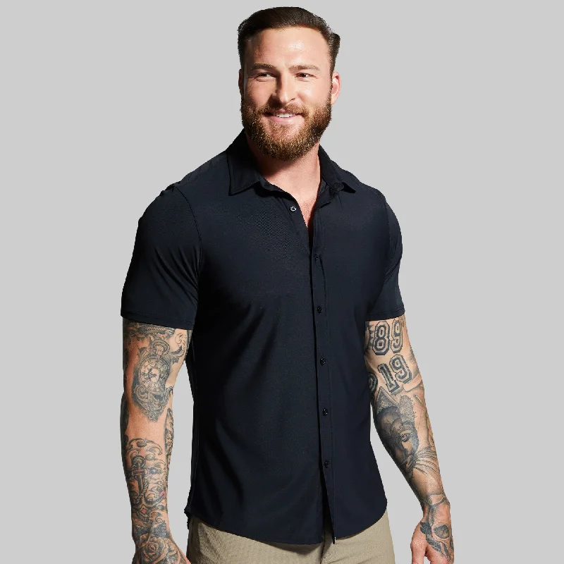 Men's short-sleeve warm dense-poly top-Network Short Sleeve (Black)