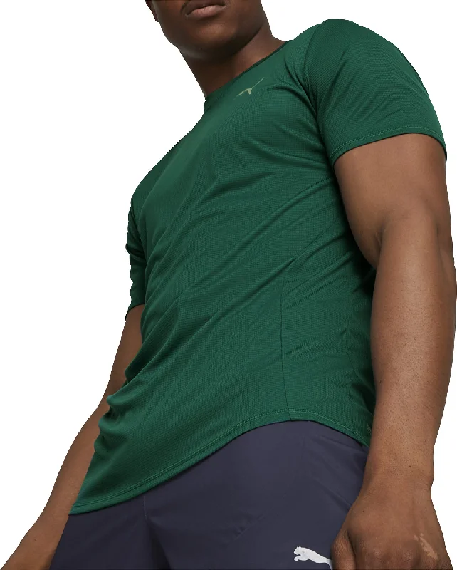 Men's short-sleeve modern vibrant-tropical-lean-green tee-Puma Favourite Short Sleeve Mens Running Top - Green