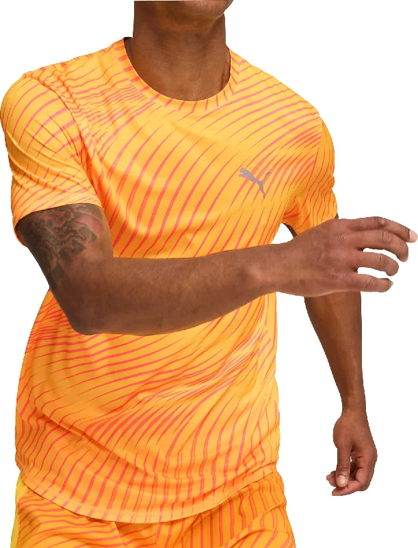 Men's short-sleeve trendy bright-stark-white tee-Puma Favourite Short Sleeve Mens Running Top - Orange