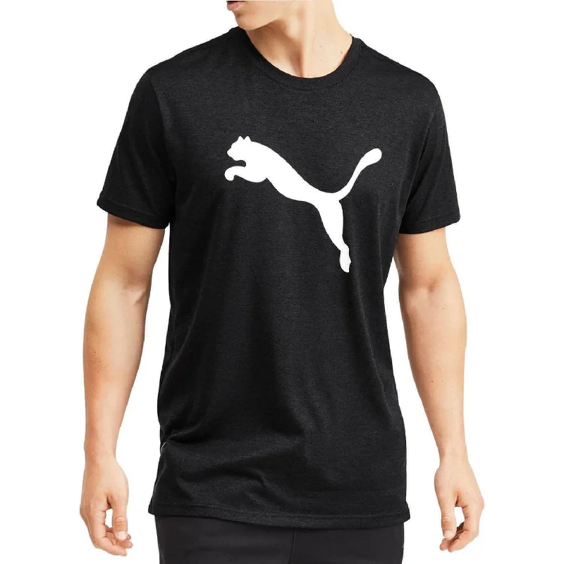 Men's short-sleeve urban warm-breathable-alpaca shirt-Puma Heather Cat Short Sleeve Mens Training Top - Black