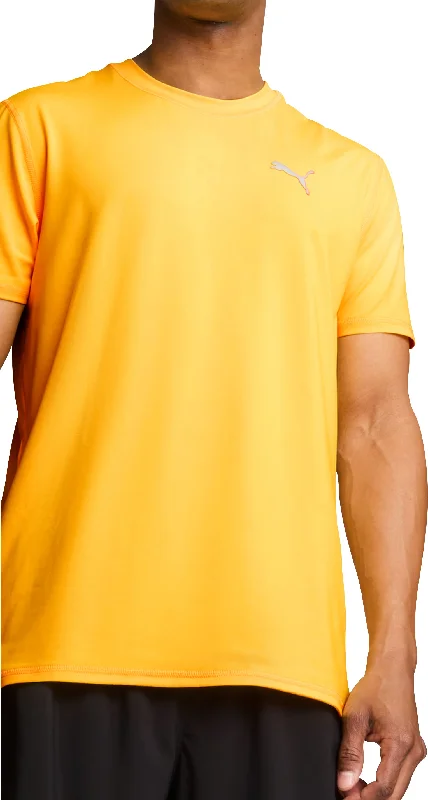 Men's short-sleeve sleek neutral-sheen-silk top-Puma Run Cloudspun Short Sleeve Mens Running Top - Orange