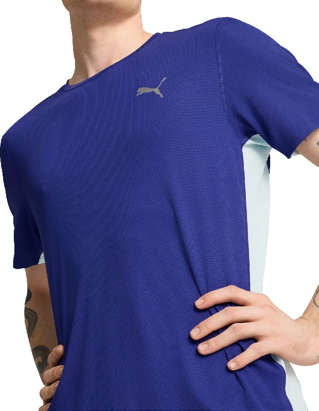 Men's short-sleeve trendy pastel-tone top-Puma Run Favourite Short Sleeve Mens Running Top - Blue