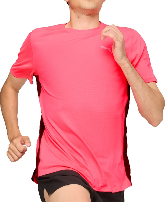 Men's short-sleeve bold old-walnut tee-Puma Run Favourite Velocity Short Sleeve Mens Running Top - Pink