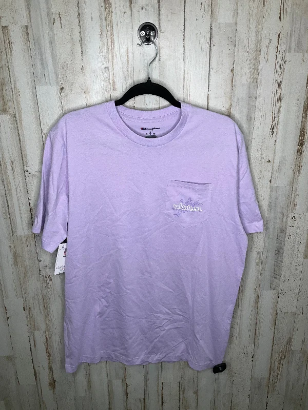 Men's short-sleeve bright deep-old-frayed tee-Purple Athletic Top Short Sleeve Champion, Size L