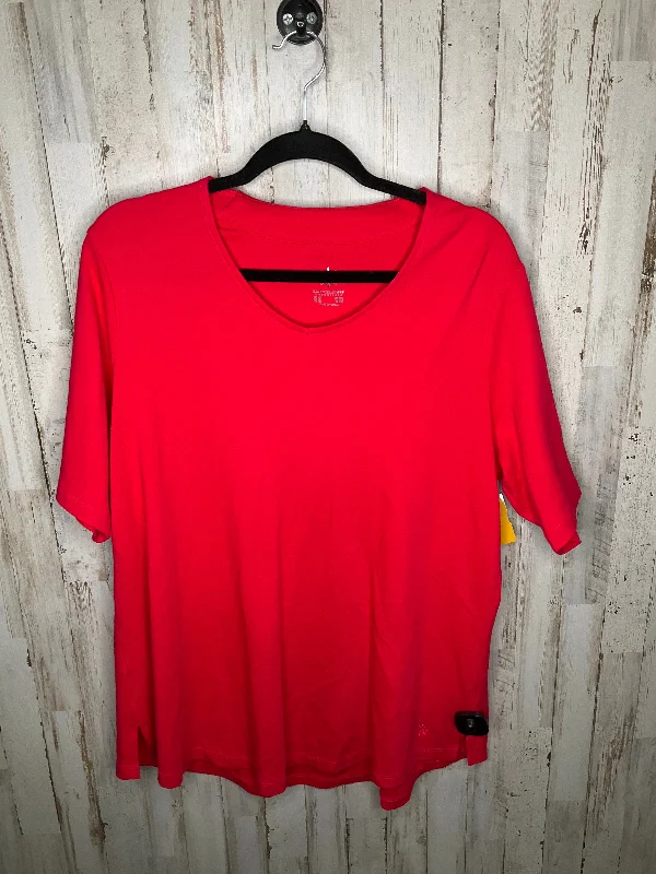 Men's short-sleeve warm stylish-deep-burgundy top-Red Athletic Top Short Sleeve Isaac Mizrahi Live Qvc, Size 2x