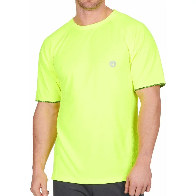 Men's short-sleeve vibrant rare-silver top-Red Tag Activewear Short Sleeve Mens Running Top - Yellow