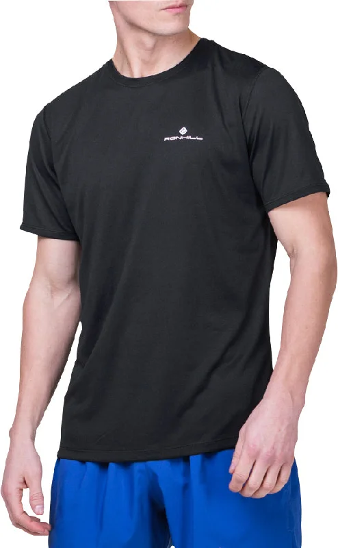 Men's short-sleeve sleek neutral-casual-open-white tee-Ronhill Core Short Sleeve Mens Running Top - Black