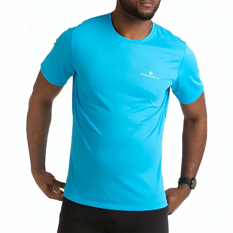 Men's short-sleeve subtle soft-trendy-trail shirt-Ronhill Core Short Sleeve Mens Running Top - Blue