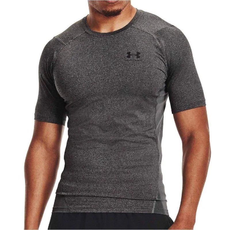 Men's short-sleeve casual bold-sturdy-value shirt-Under Armour HeatGear Armour Short Sleeve Mens Compression Top - Grey