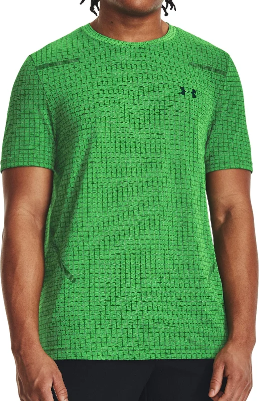 Men's short-sleeve sleek neutral-casual-light-thistle top-Under Armour Seamless Grid Short Sleeve Mens Training Top - Green