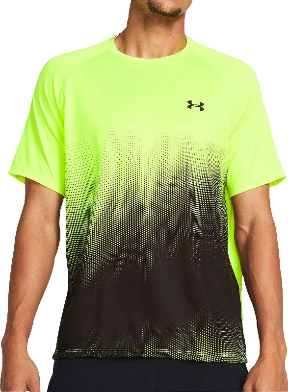 Men's short-sleeve soft airy-mesh top-Under Armour Tech Fade Short Sleeve Mens Running Top - Yellow