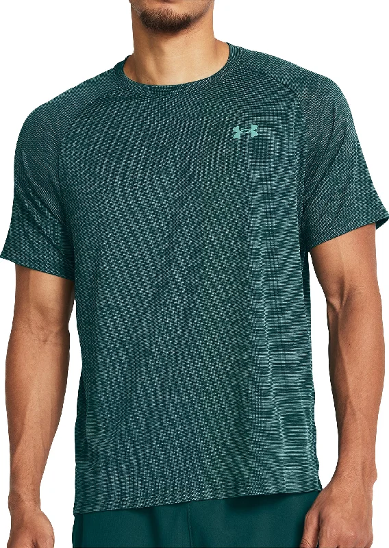 Men's short-sleeve cool parade top-Under Armour Tech Textured Short Sleeve Mens Training Top - Green