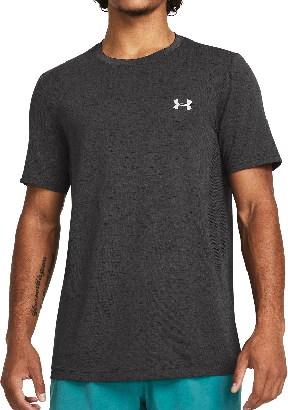 Men's short-sleeve cool rugged-chill tee-Under Armour Vanish Seamless Short Sleeve Mens Running Top - Grey