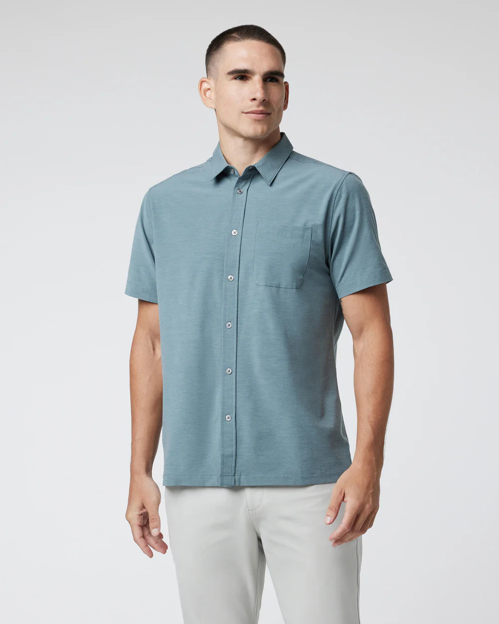 Men's short-sleeve classic sleek-split-hem tee-Short Sleeve Bridge Button Down (Men's)