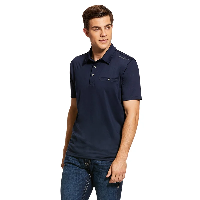 Men's short-sleeve sleek neutral-casual-bold-neon-blue top-Ariat Men's Norco Short Sleeve Polo