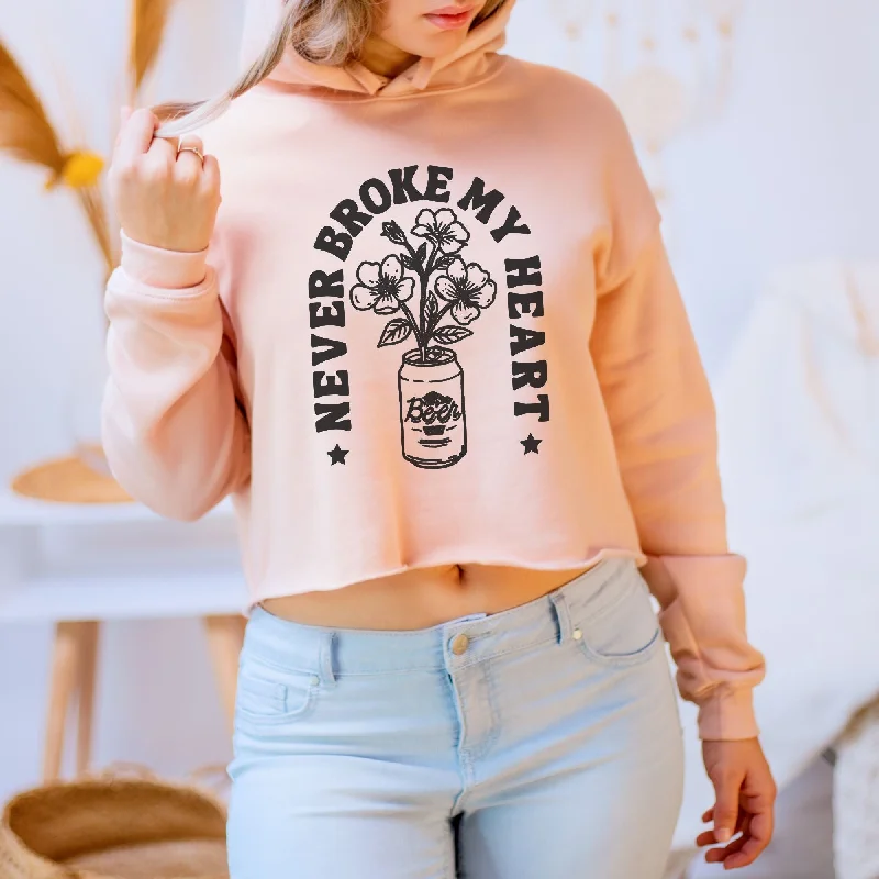 Men's short-sleeve neutral casual-bold-rich-sporty-perforated shirt-Beer Never Broke My Heart Bella Canvas Cropped Sweatshirt or Crop Hoodie *Women's Crop Fit*