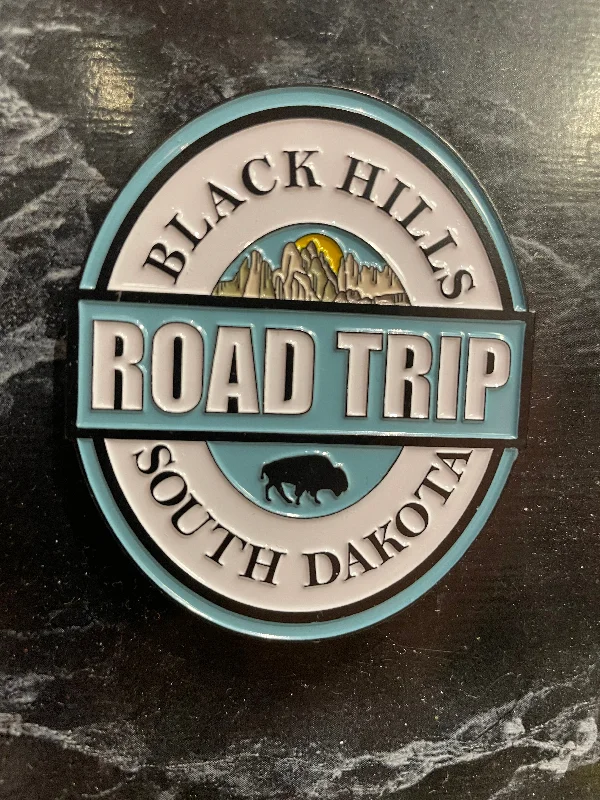 Men's short-sleeve bold rich-sporty-subtle-drag-race shirt-Black Hills Road Trip Magnet - Blue